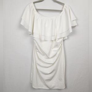 NWOT MYbump Double Layer Ruffle Maternity Dress White Size Large